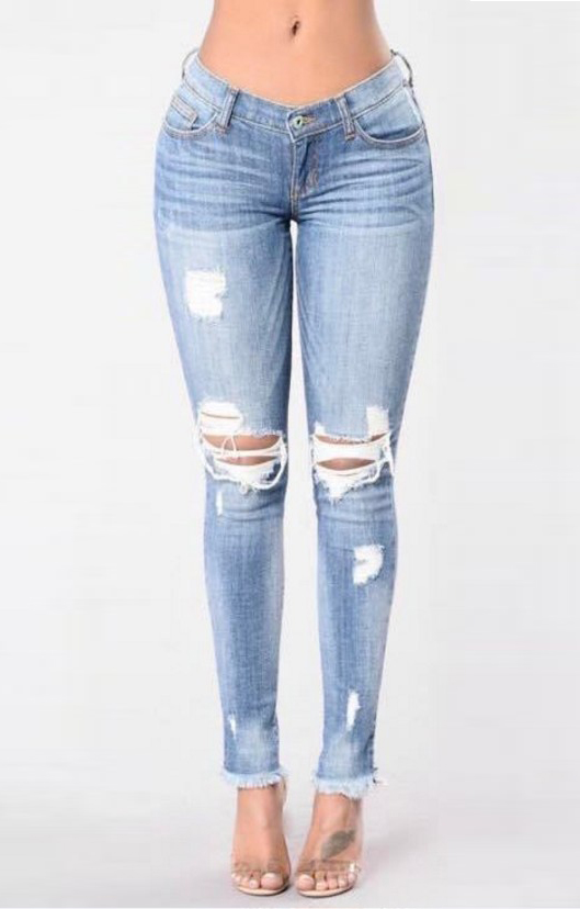 SZ60104 Denim Destroyed Skinny Jeans